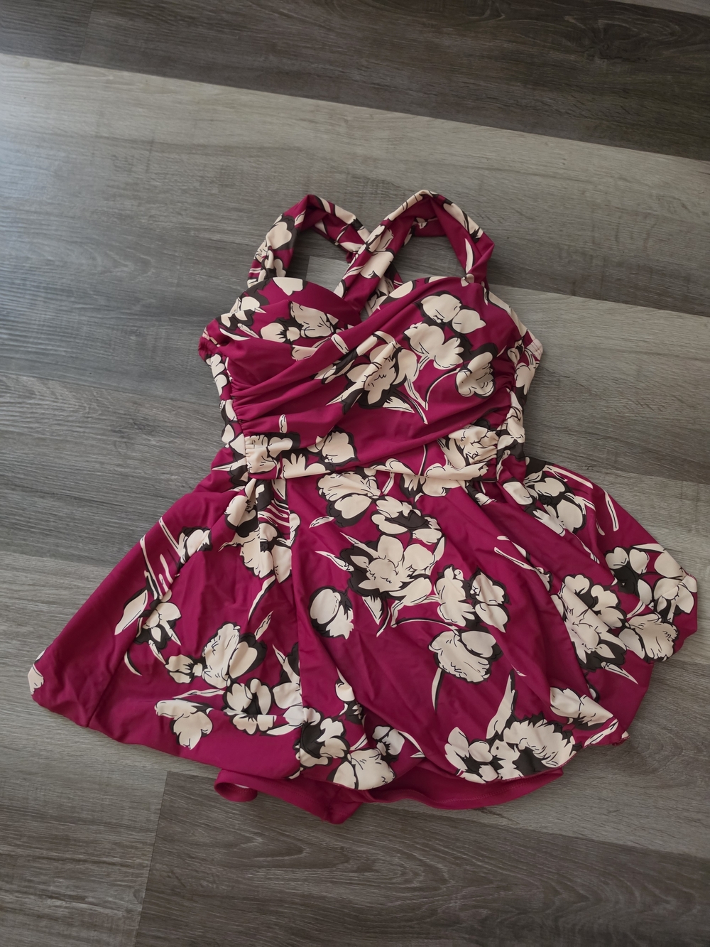 Women’s Fuchsia Floral One-Piece Swimdress